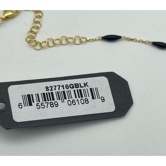 Argento Vivo Beaded Necklace With Crescent Moon Charm 18KT Gold Sterling NWT - Picture 9 of 10